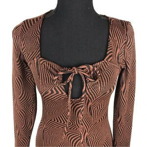 Zara Brown‎ Black Bodycon Dress Long Sleeve Womens Size Medium